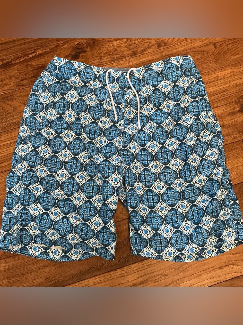 Peter Millar Blue Pattern Swim Trunks, medium